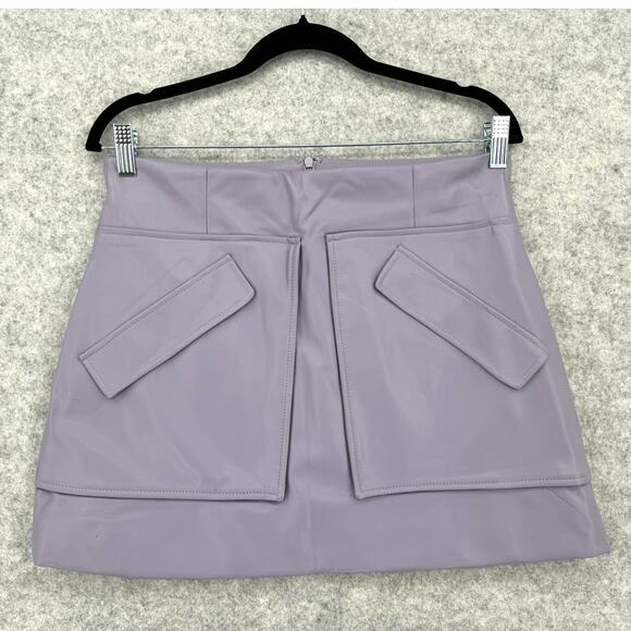 NEW Aknvas The Cherry Periwinkle Purple Faux Leather Mini Skirt Size 10